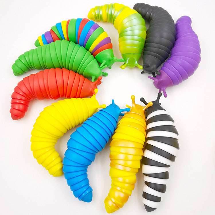 Fidget Slug 3D Printed Articulated Sticky Stretch - BOOST TOYS