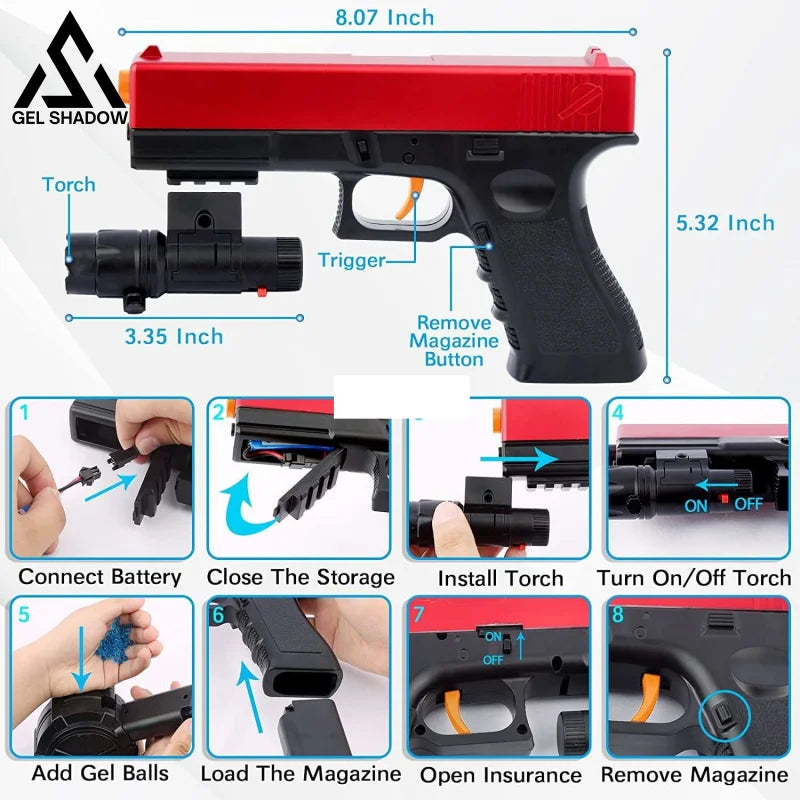Gle 817 Glock Toy Gel Ball Blaster With Drum
